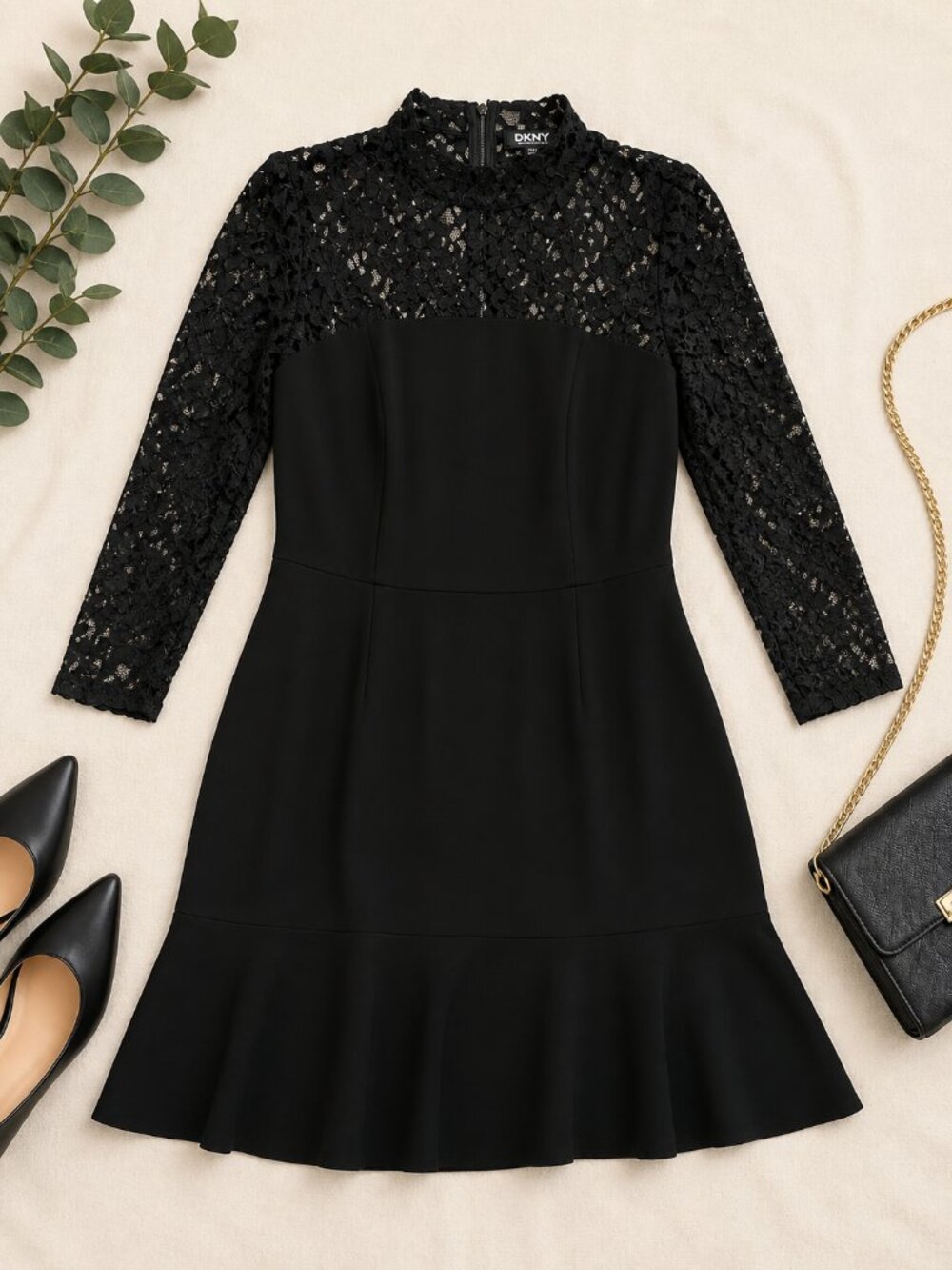 DKNY Black Lace Dress – Size 12 (Elegant & Timeless)